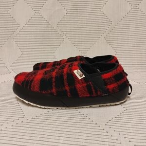 North Face Women's ThermoBall Traction Mule Black and Red Plaid Slippers Size 9